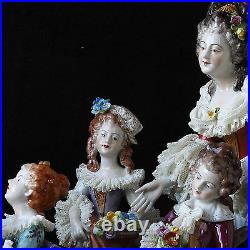 23 HUGE Volkstedt Germany Dresden Happy Family Gathering Porcelain Figurine