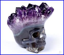 2.7 Amethyst & Agate Geode Carved Crystal Skull, Crystal Healing