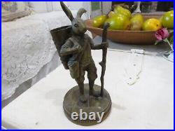 2 Antique Brass Hiking Rabbit Super Detailed French or German 2 Rabbits