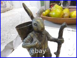 2 Antique Brass Hiking Rabbit Super Detailed French or German 2 Rabbits