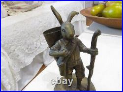 2 Antique Brass Hiking Rabbit Super Detailed French or German 2 Rabbits