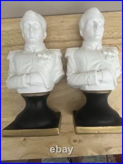 2-Beautiful Detailed Vintage Napoleon Bonaparte Bisque Porcelain Bust Figures 2-Beautiful Detailed Vintage Napoleon Bonaparte Bisque Porcelain Bust Figures