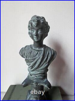 2 Bust Figurines statue antique vintage black color male female