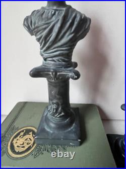 2 Bust Figurines statue antique vintage black color male female