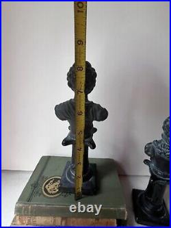 2 Bust Figurines statue antique vintage black color male female