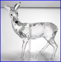 (2) SWAROVSKI Silver Crystal figurines DOE 214821 & FAWN 235045 Mom & Baby Deer