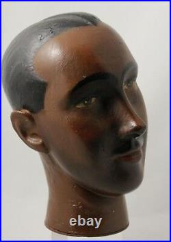 2x vintage 1930's Wax Head of male mannequin figure. Selling as a couple