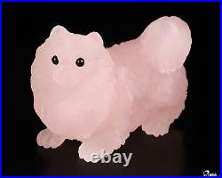 3.3 Rose Quartz Hand Carved Crystal Cat Sculpture, Crystal Healing