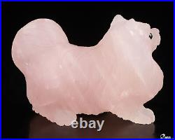 3.3 Rose Quartz Hand Carved Crystal Cat Sculpture, Crystal Healing