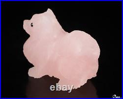 3.3 Rose Quartz Hand Carved Crystal Cat Sculpture, Crystal Healing