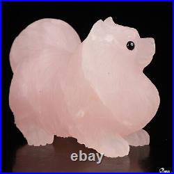 3.3 Rose Quartz Hand Carved Crystal Cat Sculpture, Crystal Healing