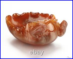 3.4 Carnelian Hand Carved Crystal Bowl and Frog, Crystal Healing