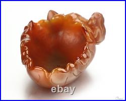 3.4 Carnelian Hand Carved Crystal Bowl and Frog, Crystal Healing