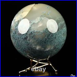 3.4 Green Moss Agate Hand Carved Crystal Ball/Sphere, Crystal Healing