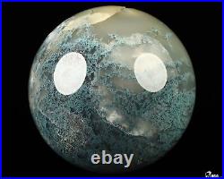 3.4 Green Moss Agate Hand Carved Crystal Ball/Sphere, Crystal Healing