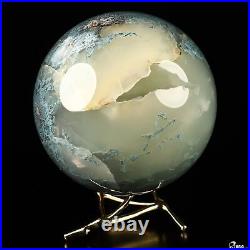 3.4 Green Moss Agate Hand Carved Crystal Ball/Sphere, Crystal Healing