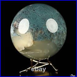 3.4 Green Moss Agate Hand Carved Crystal Ball/Sphere, Crystal Healing