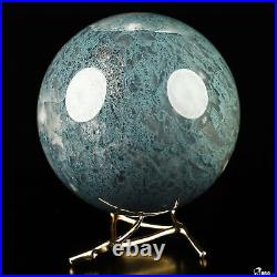 3.4 Green Moss Agate Hand Carved Crystal Ball/Sphere, Crystal Healing