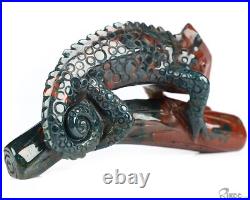 3.5 Bloodstone Hand Carved Crystal Lizard Sculpture, Crystal Healing 3.5 Bloodstone Hand Carved Crystal Lizard Sculpture, Crystal Healing