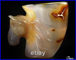3.5 Premium Brazilian Agate Hand Carved Crystal Cup with Horse, Crystal Healing 3.5 Premium Brazilian Agate Hand Carved Crystal Cup with Horse, Crystal Healing