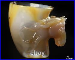3.5 Premium Brazilian Agate Hand Carved Crystal Cup with Horse, Crystal Healing 3.5 Premium Brazilian Agate Hand Carved Crystal Cup with Horse, Crystal Healing