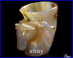 3.5 Premium Brazilian Agate Hand Carved Crystal Cup with Horse, Crystal Healing 3.5 Premium Brazilian Agate Hand Carved Crystal Cup with Horse, Crystal Healing