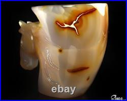 3.5 Premium Brazilian Agate Hand Carved Crystal Cup with Horse, Crystal Healing 3.5 Premium Brazilian Agate Hand Carved Crystal Cup with Horse, Crystal Healing