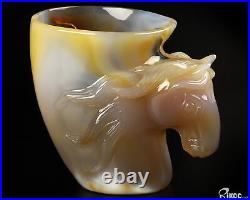 3.5 Premium Brazilian Agate Hand Carved Crystal Cup with Horse, Crystal Healing 3.5 Premium Brazilian Agate Hand Carved Crystal Cup with Horse, Crystal Healing