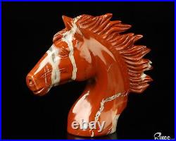 3.6 Red Jasper Hand Carved Crystal Horse and Flowers Sculpture