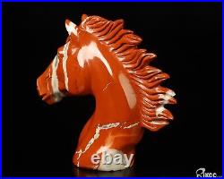 3.6 Red Jasper Hand Carved Crystal Horse and Flowers Sculpture