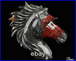 3.7 African Bloodstone Hand Carved Crystal Horse Sculpture, Crystal Healing