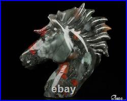 3.7 African Bloodstone Hand Carved Crystal Horse Sculpture, Crystal Healing