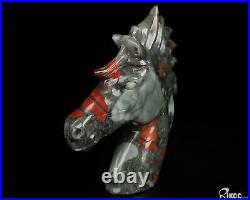 3.7 African Bloodstone Hand Carved Crystal Horse Sculpture, Crystal Healing