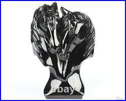 3.7 Black Obsidian Hand Carved Crystal Double Horses Sculpture, Crystal Healing