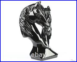 3.7 Black Obsidian Hand Carved Crystal Double Horses Sculpture, Crystal Healing