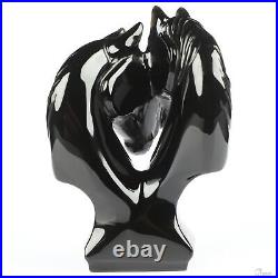 3.7 Black Obsidian Hand Carved Crystal Double Horses Sculpture, Crystal Healing