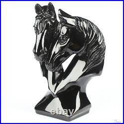 3.7 Black Obsidian Hand Carved Crystal Double Horses Sculpture, Crystal Healing