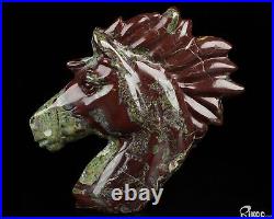 3.7 Dragon Blood Jasper Hand Carved Crystal Horse Sculpture, Crystal Healing