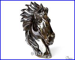 3.7 Gold Tiger Iron Eye Hand Carved Crystal Horse Sculpture, Healing