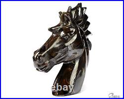 3.7 Gold Tiger Iron Eye Hand Carved Crystal Horse Sculpture, Healing