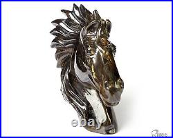 3.7 Gold Tiger Iron Eye Hand Carved Crystal Horse Sculpture, Healing