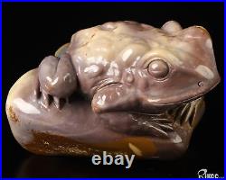 3.7 Polychrome Jasper Hand Carved Crystal Frog Sculpture, Crystal Healing