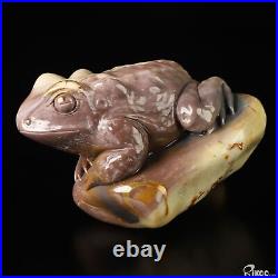 3.7 Polychrome Jasper Hand Carved Crystal Frog Sculpture, Crystal Healing