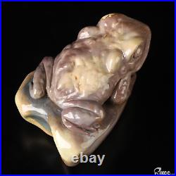 3.7 Polychrome Jasper Hand Carved Crystal Frog Sculpture, Crystal Healing