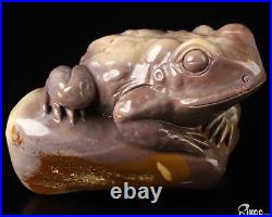 3.7 Polychrome Jasper Hand Carved Crystal Frog Sculpture, Crystal Healing