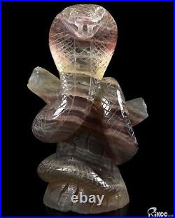 3.8 Fluorite Hand Carved Crystal Snake Sculpture, Crystal Healing