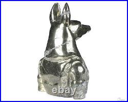 3.8 Pyrite Hand Carved Crystal Dog Sculpture, Crystal Healing