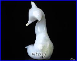 4.1 Blue Chalcedony Hand Carved Crystal Fox Sculpture, Crystal Healing