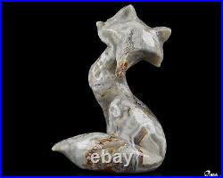 4.1 Crazy Lace Agate Carved Crystal Fox, Realistic, Crystal Healing