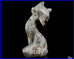 4.1 Crazy Lace Agate Carved Crystal Fox, Realistic, Crystal Healing